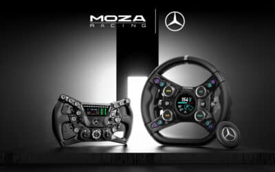 MOZA Gamescom 2026: volantes da Mercedes, da Ford, motos de MotoGP e IA